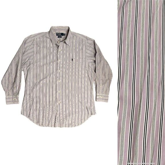 Polo Ralph Lauren Other - Polo Ralph Lauren Shirt Men’s 16.5 Purple Stripe Button Up Andrew Dress Pony